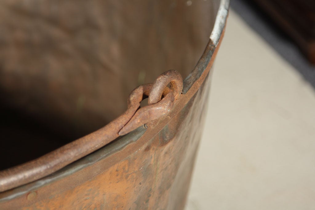 American Very Large Copper Boiler with Wrought Iron Handle